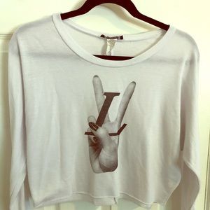 SOLD White LV crop top long sleeve